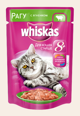 Консервированный корм для пожилых кошек старше 8 лет Whiskas рагу с ягненком 85 г 24 шт