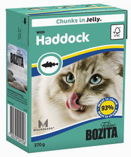 Консервированный корм для взрослых кошек и котят Bozita Feline кусочки в желе с морской рыбой 370 г