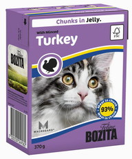 Консервированный корм для взрослых кошек и котят Bozita Feline кусочки в желе с мясом индейки 370 г