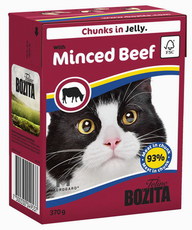 Консервированный корм для взрослых кошек и котят Bozita Feline и кусочки в желе с рубленой говядиной 370 г