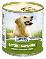 Консервы для взрослых собак Happy dog баранина с сердцем, печенью и рубцом, 750 г