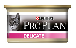 Консервированный корм для взрослых кошек с чуствительным пищеварением Pro Plan Delikate с индейкой 85гр