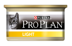 Консервированный низкокаллорийный корм для взрослых кошек Pro Plan Light  с индейкой 85гр