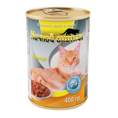Консервированный корм для пожилых кошек старше 7 лет Ночной охотник курица в соусе 400 г