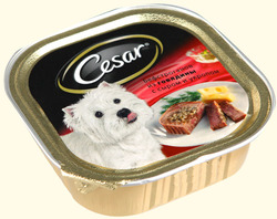 Консервы для взрослых собак Cesar бефстроганов из говядины с сыром и укропом 100 г 24 шт