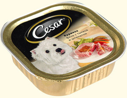 Консервы для взрослых собак Cesar куринное филе с тыквой и шпинатом 100 г 24 шт