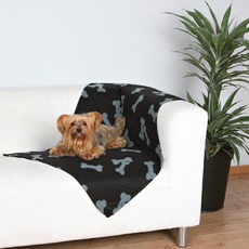 Подстилка-плед для собак Trixie Beany, флис, черная с косточками, 100х70 см