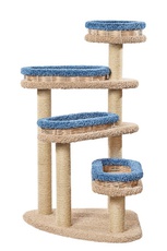 Ковролиновый угловой комплекс для кошек Винтовая лестница с плетёнными лежанками 82*82*140 см