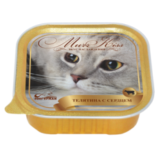 Консервированный корм для взрослых кошек МуррКисс  телятина с сердцем, 100 гр.