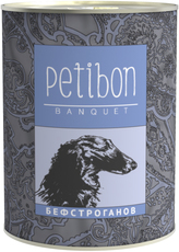 Консервы для собак и щенков Petibon Banquet с бефстроганов 340 г