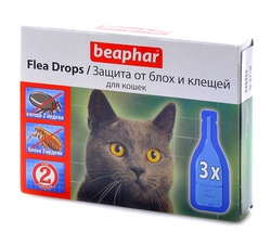 Капли от блох и клещей для кошек Beaphar Fleadrops, 3 пипетки