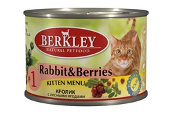 Консервированный корм для котят Berkley с кроликом и лесными ягодами 200 г
