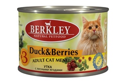 Консервированный корм для взрослых кошек Berkley с уткой и лесными ягодами 200 г