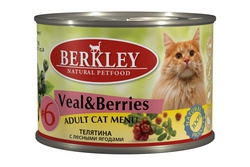 Консервированный корм для взрослых кошек Berkley с телятиной с лесными ягодами 200 г