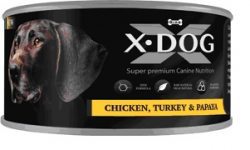 Консервы для взрослых собак X-Dog с цыпленком, индейкой и папайей 160 г