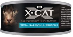 Консервированный корм для взрослых кошек и котят X-Cat тунец с лососем и брокколи 80 г