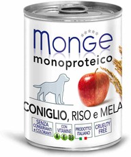 Консервы для взрослых собак Monge Dog Monoproteico Fruits паштет из кролика с рисом и яблоками 400 г