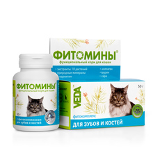 Витамины для взрослых кошек Фитомины с фитокомплексом для зубов и костей, 50 г