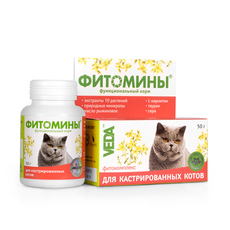 Витамины для кастрированных котов и стерилизованных кошек Фитомины, 50 г