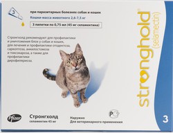 Капли для собак и кошек Pfizer Stronghold  против блох и клещей, 6%, 0,75 мл (1 пипетка)