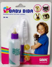 Бутылочка с 3-мя сосками и ершиком для щенков и кошек Savic Baby Biba, 70 мл
