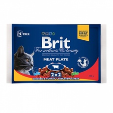 Консервированный корм для взрослых кошек Brit Premium Meat Plate мясная тарелка 4 шт 80г