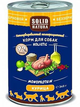 Консервированный влажный корм для собак Solid Natura Holistic Курица 100 г, 340 гр