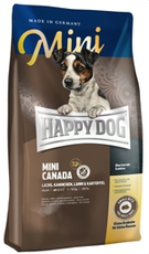 Сухой корм для взрослых собак мелких пород с чувствительным пищеварением Happy Dog Mini Canada, с лососем, кроликом и ягненком, беззерновой