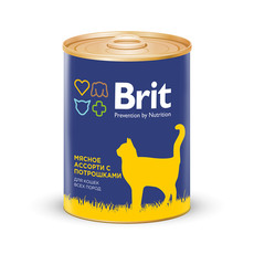 Консервы для кошек премиум класса Brit Premium Мясное ассорти с потрошками, 340гр