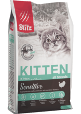 Сухой корм для котят, беременных и кормящих кошек с индейкой Blitz Sensitive Kitten All Breeds
