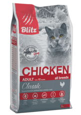 Сухой корм для взрослых кошек курица Blitz Classic Chicken Adult Cats All Breeds