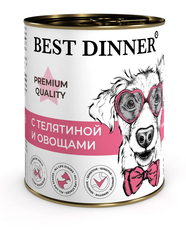 Влажный консервированный корм для собак и щенков Best Dinner Меню №4 С телятиной и овощами 340 гр