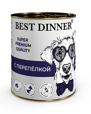 Влажный консервированный корм для собак и щенков Best Dinner Super Premium С Перепелкой 340 гр