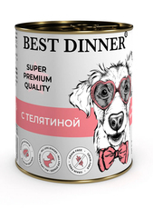 Влажный консервированный корм для собак и щенков Best Dinner Super Premium С Телятиной 340 гр