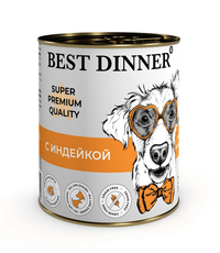 Влажный консервированный корм для собак и щенков Best Dinner Super Premium С Индейкой 340 гр