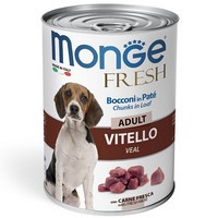Консервы для взрослых собак, мясной рулет с кусочками телятины Monge Dog Fresh Chunks in Loaf Veal Adult 400гр