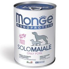 Консервы для взрослых собак Monge Dog Monoprotein Solo паштет из свинины 400 г
