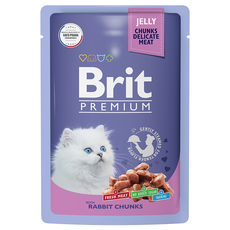 Влажный корм премиум класса для котят Brit Premium кролик в желе 85гр