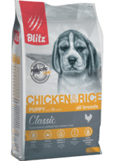 Сухой корм для щенков всех пород курица с рисом Blitz Classic Chicken & Rice Puppy All Breeds