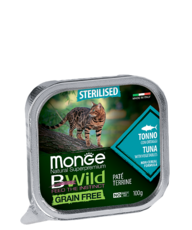 Влажный корм для стерилизованных кошек Monge BWild Cat Grain Free Paté terrine Tonno из тунца с овощами 100гр