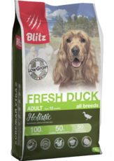 Низкозерновой сухой корм для взрослых собак всех пород свежая утка Blitz Holistic Fresh Duck Adult Dog All Breeds (Low Grain)