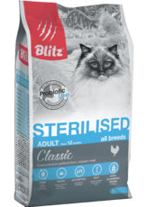 Сухой корм для стерилизованных кошек курица Blitz Classic Chicken Adult Sterilised Cat All Breeds