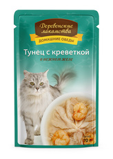 Влажный корм для кошек Деревенские лакомства  Тунец с креветкой в желе