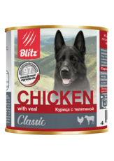 Консервированный корм для собак всех пород и возрастов курица с телятиной Blitz Classic Dog Chicken & Veal Minced
