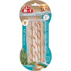 Лакомство для собак 8в1 Дентал плетеные палочки с куриным мясом Delights Pro Dental Twisted Sticks  (10шт х 5,5г)
