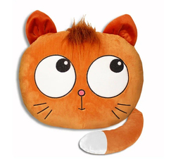 Подушка декоративная Кот голова-глазастик, цвет рыжий, размер 35х40см, плюш, холофайбер