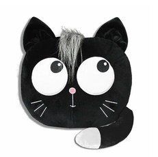 Подушка декоративная Кот голова-глазастик, цвет черный, размер 35х40см, плюш, холофайбер