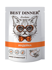 Влажный корм для взрослых кошек с чувствительным пищеварением и котят с 1 месяца жизни Мусс сливочный Индейка 85 гр